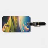 カミノデサンティアゴハイカーハイキングサンセット ラゲッジタグ (正面横)