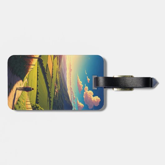 カミノデサンティアゴハイカーハイキングサンセット ラゲッジタグ (裏面横)