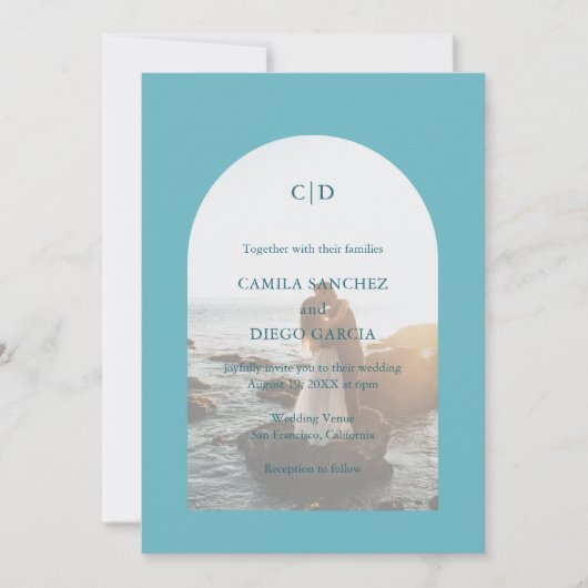 カミラアクアモダンア結婚ーチ 招待状 (正面)