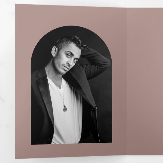 カミラトゥーペアーモダンクウェディング日付を保存 三つ折り案内状 (内部最初)