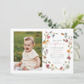 カミラバタフライワイルドフラワーガールファースト誕生日 招待状 (スタンド正面)