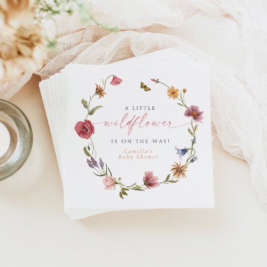 カミラバタフライワイルドフラワーガールベビーシャワー スタンダードカクテルナプキン