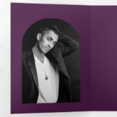 カミラパープルアーモダンチウェディング日付を保存 三つ折り案内状 (内部最初)