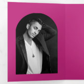 カミラピンクアーモダンチウェディング日付を保存 三つ折り案内状 (内部最初)