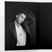 カミラブラックアーモダンチウェディング日付を保存 三つ折り案内状 (内部最初)