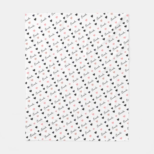 カミラ名前をカスタムするの愛のハート フリースブランケット (正面)