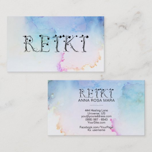 *~*カミング抽象芸術ウォーターカラーパステル霊気Ivy 名刺 (正面/裏面)