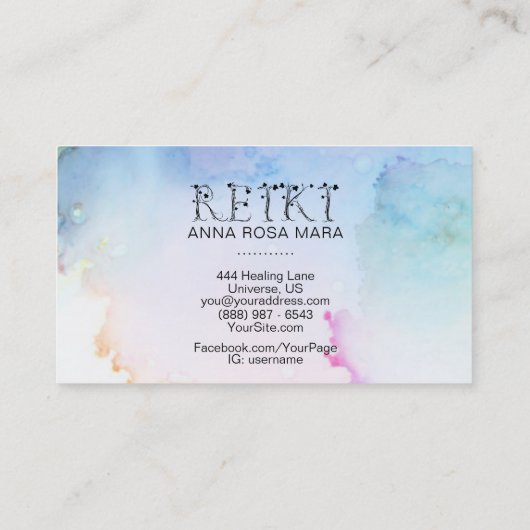 *~*カミング抽象芸術ウォーターカラーパステル霊気Ivy 名刺 (裏面)