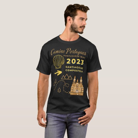 カミーノポルトガル語ウェイ2023サンティアゴ・デ・C Tシャツ (正面フル)