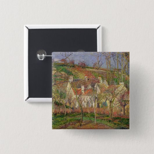 カミーユピサロ |赤い屋根またはVの角 缶バッジ (正面&裏面)