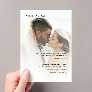 カミーユモダン写真結婚の アクリル招待状