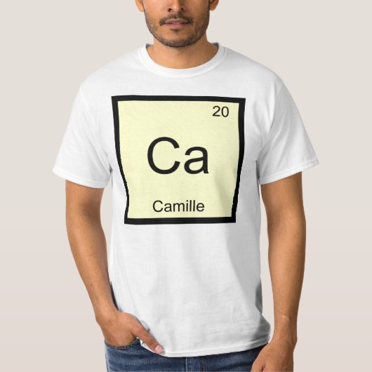 カミーユ名化学元素周期表 Tシャツ (正面)