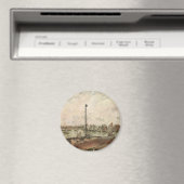 カミーユ・ピサロの「ルー・アヴールのパイロットの桟橋、霧の朝」 マグネット (インサイチュ (食洗機))