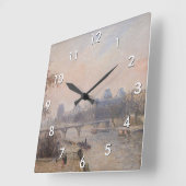 カミーユ・ピサロ - セーヌ川とルーヴル美術館 スクエア壁時計 (傾斜)