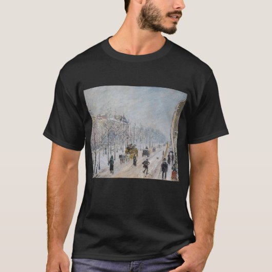 カミーユ・ピサロ - 外郭大通り、雪の効果 Tシャツ (正面)