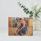 カミーユ・ピサロ – 女性のストッキング ポストカード (スタンド正面)