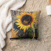 カミーユEngel著枕正方形のヒマワリ クッション (ブランケット)