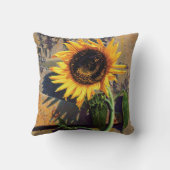 カミーユEngel著枕正方形のヒマワリ クッション (裏面)