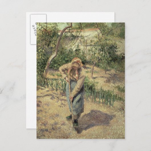 カミーリピサロ |果樹園を掘る女性, 18 ポストカード (正面/裏面)