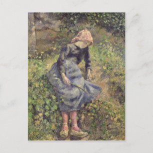 カミーリピサロ   Girl with a Stick, 1881 ポストカード