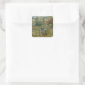 カミーリピサロ | The Fence, 1872 (キャンバス上の油) スクエアシール (バッグ)