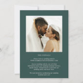 カミールパイングリーンモダン結婚ズ セーブザデート (裏面)