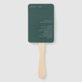 カミールパイングリーンモダン結婚式 プログラム ハンドファン (正面)