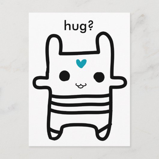 カミ – 心のあるバニー、ハグ？ハガキ ポストカード (正面)