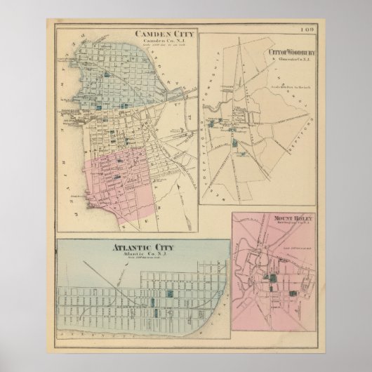 カムデン、アトランティックシティ、ウッドベリー、ホリー山 ポスター (正面)