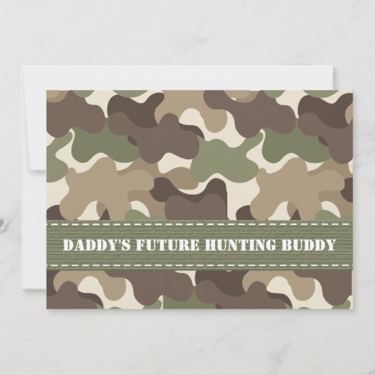 カムフラージュのハートのベビーの写真の誕生の発表 案内状 (裏面)