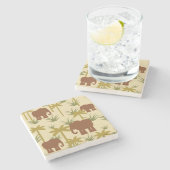 カムフラージュの象そしてやし ストーンコースター (横)