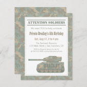 カムフラージュの軍のプリントの戦車の誕生会 招待状 (正面/裏面)
