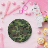 カムフラージュの迷彩柄の緑のブラウンパターン ペーパープレート (パーティー)