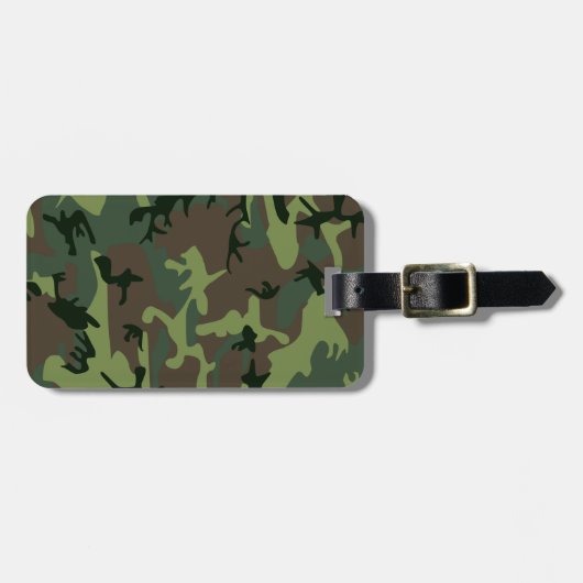 カムフラージュの迷彩柄の緑のブラウンパターン ラゲッジタグ (正面横)