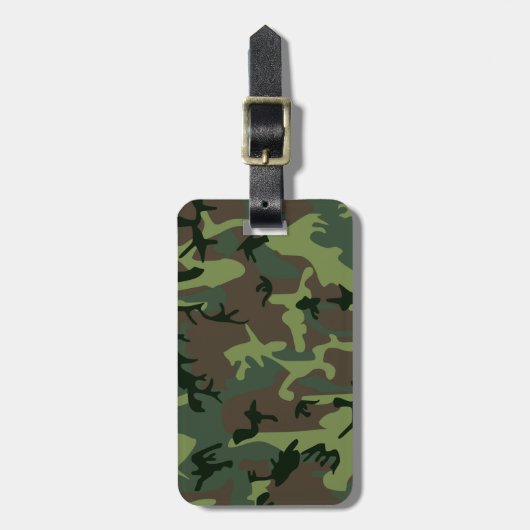 カムフラージュの迷彩柄の緑のブラウンパターン ラゲッジタグ (正面縦)