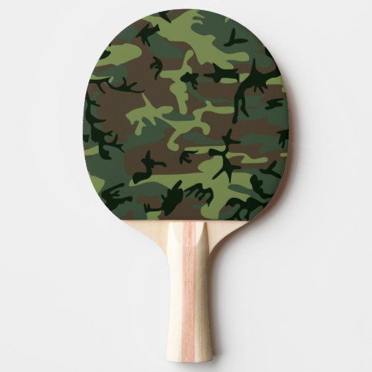 カムフラージュの迷彩柄の緑のブラウンパターン 卓球ラケット (正面)