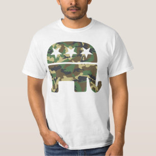 カムフラージュ共和党象のTシャツ Tシャツ