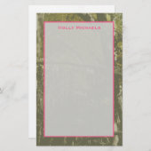 カムフラージュ及びピンクのパーソナライズな文房具 便箋 (正面/裏面)