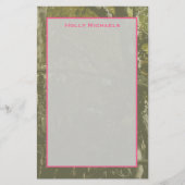 カムフラージュ及びピンクのパーソナライズな文房具 便箋 (正面)