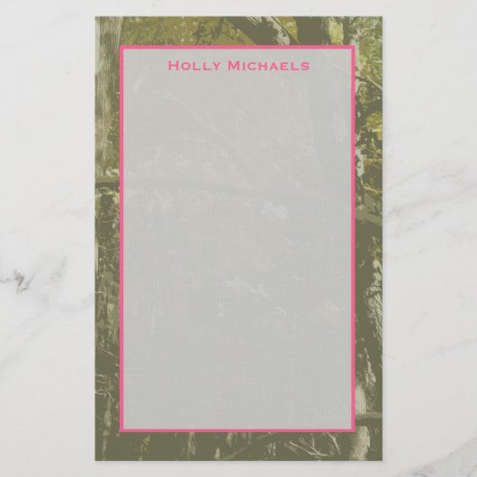 カムフラージュ及びピンクのパーソナライズな文房具 便箋 (正面)