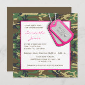 カムフラージュ/迷彩柄の女の赤ちゃんのシャワーの招待 招待状 (正面/裏面)