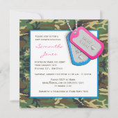 カムフラージュ/迷彩柄はベビーシャワーの招待を結び付けます 招待状 (正面)