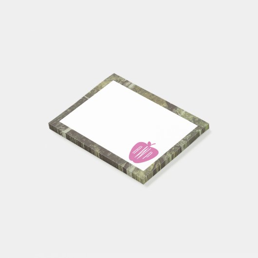 カムフラージュ + Appleのピンクのモノグラムのな先生 ポストイット (アングル)