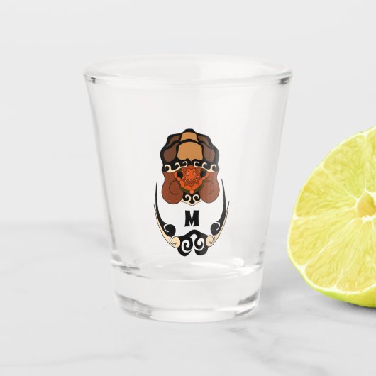 カメおもしろいの冷たいモノグラム ショットグラス (正面)