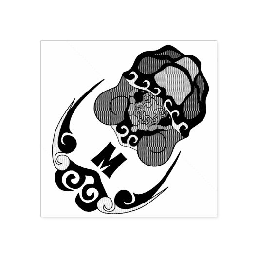 カメおもしろいの冷たいモノグラム ラバースタンプ (インプリント)