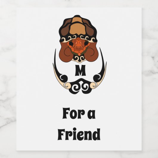 カメおもしろいの冷たいモノグラム ワインラベル (シングルラベル)