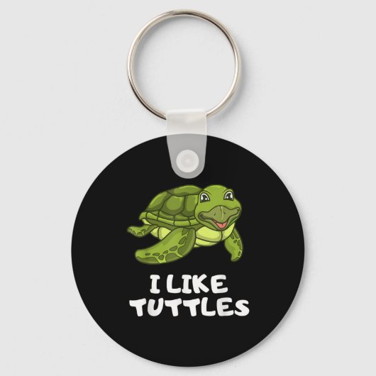 カメおもしろいの服 – Turtleミーム私はTurtleが好き キーホルダー (正面)