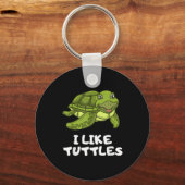 カメおもしろいの服 – Turtleミーム私はTurtleが好き キーホルダー (正面)