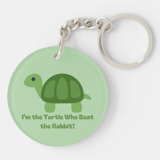 カメおもしろいは私がウサギをビートしたカメ キーホルダー (裏面)