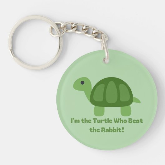 カメおもしろいは私がウサギをビートしたカメ キーホルダー (正面)